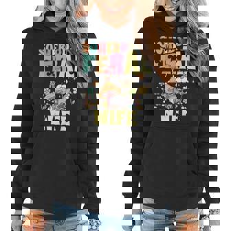 Somebodys Feral Wife Wild Family Groovy Mushroom Raccoon Funny Gifts For Wife Women Hoodie | Mazezy