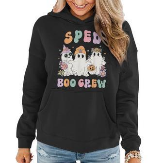 Sped Boo Crew Halloween Floral Ghost Special Ed Sped Teacher Women Hoodie - Monsterry