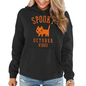 Spooky Fall Vibes Halloween Fall Vibes Cat Graphic Halloween Women Hoodie | Mazezy