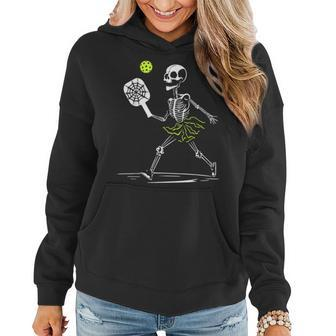 Spooky Pickleball Halloween Skeleton Women Hoodie - Monsterry