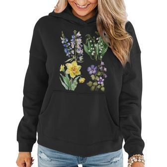 Spring Botanical Flowers Lily Valley Daisy Violet Daffodil Women Hoodie | Mazezy