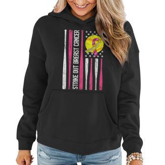 Strike Out Breast Cancer Softball Fight Awareness Women Hoodie - Seseable