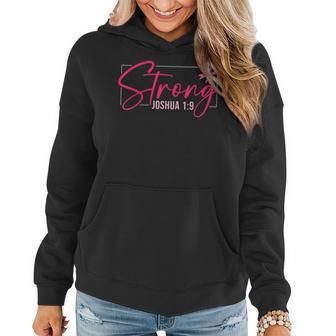 Strong Joshua 19 Breast Cancer Awareness Christian Jesus Women Hoodie - Thegiftio UK