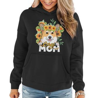 Sunflower Corgi Mom Cute Puppy Mothers Day Dog Mom Women Hoodie | Mazezy