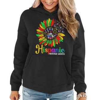 Sunflower Latino Hispanic Heritage Month Roots And Flags Women Hoodie - Seseable