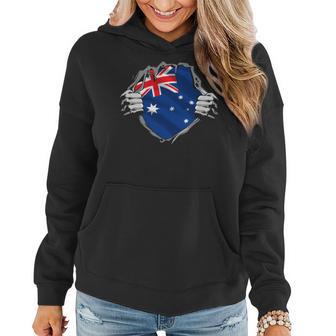 Superhero Australia Flag Aussie Hands Opening Shirt Chest Women Hoodie - Monsterry UK