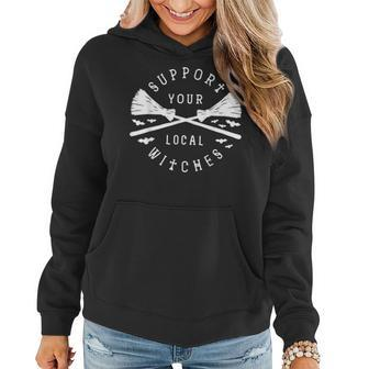 Support Your Local Witches Women Halloween Broom Witch Halloween Women Hoodie | Mazezy