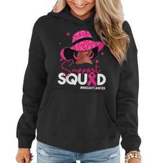 Support Squad Black Breast Cancer Awareness Pink Queen Women Hoodie | Mazezy