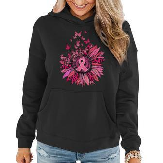Support Squad Breast Cancer Awareness Pink Ribbon Butterfly Women Hoodie - Seseable