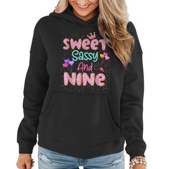 Sweet Sassy And Nine Birthday For Girls 9 Year Old Women Hoodie - Thegiftio UK