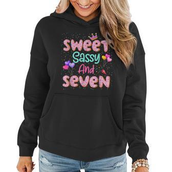 Sweet Sassy And Seven Birthday For Girls 7 Year Old Women Hoodie - Seseable