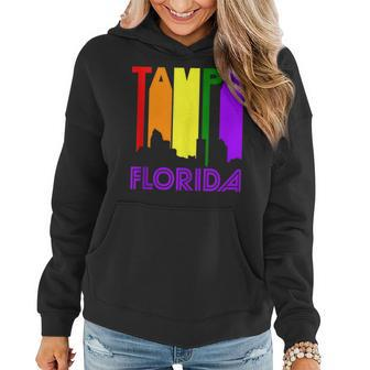 Tampa Florida Lgbtq Gay Pride Rainbow Skyline Women Hoodie | Mazezy
