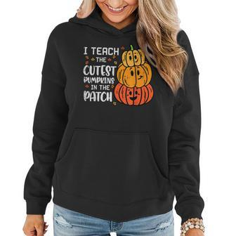 I Teach Coolest Pumpkin Patch Halloween Costume Fall Teacher Halloween Costume Women Hoodie | Mazezy