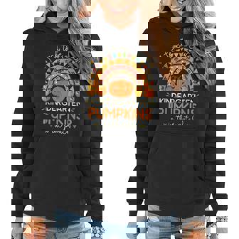 I Teach The Cutest Kindergarten Pumpkin Halloween Teacher Women Hoodie - Seseable