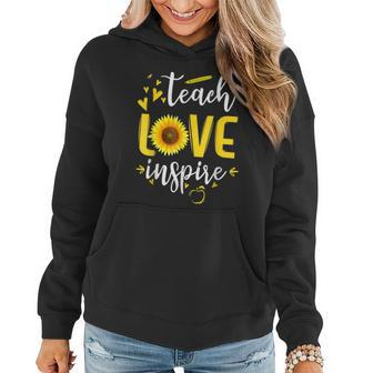 Teach Love Inspire Cute Sunflower Teacher Appreciation Gift Women Hoodie | Mazezy