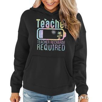 Teacher Summer Recharge Required Outfit Teacher Ener Tie Dye Women Hoodie | Mazezy CA