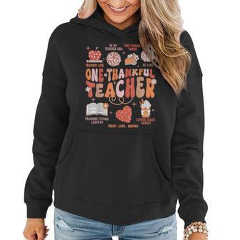 Teacher Thanksgiving One Thankful Teacher Fall Women Hoodie - Seseable