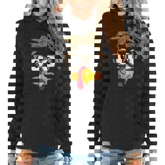 Thanksgiving Turkey Face Leopard Sunglasses Girl Women Hoodie - Monsterry