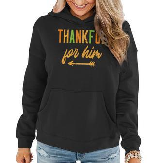 Thanksgiving Thankful For Him Matching Couple Fall Women Women Hoodie - Seseable