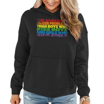 The World Has Bigger Problems Gay Pride Lgbtq Pride Rainbow Women Hoodie | Mazezy