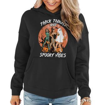 Thick Thighs And Spooky Vibes Halloween Girls Women Hoodie - Monsterry AU