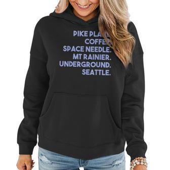 Things Of Seattle Pike Place Coffee Space Needle Women Hoodie | Mazezy