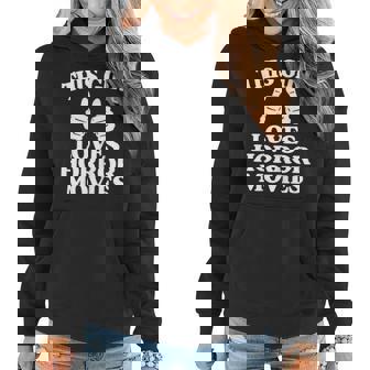 This Girl Loves Horror Movies Funny Vintage Halloween Gift Gift For Womens Women Hoodie | Mazezy