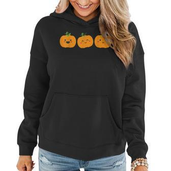 Three Cute Pumpkins For Kids Halloween And Fall Season Halloween Women Hoodie | Mazezy