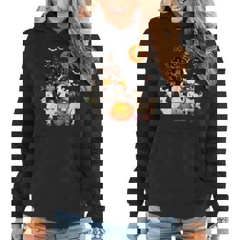 Three Goats Halloween Mummy Scary Witch With Pumpkins Farmer Women Hoodie | Mazezy