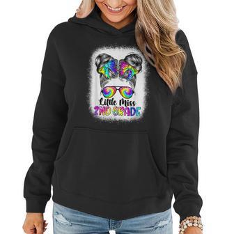 Tie Dye Little Miss 2Nd Grade Messy Bun Back To School Girls Women Hoodie - Seseable