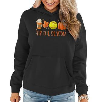 Tis The Season Pumpkin Spice Coffee Softball Thanksgiving Women Hoodie - Thegiftio UK
