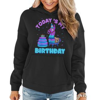 Todays My Birthday Llama Birthday Party Decorations Boys Women Hoodie - Monsterry DE