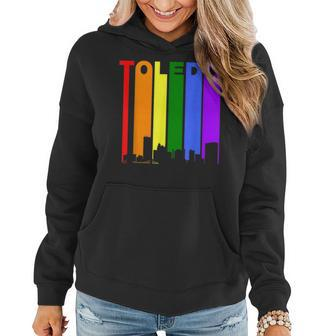 Toledo Ohio Lgbtq Gay Pride Rainbow Skyline Women Hoodie | Mazezy