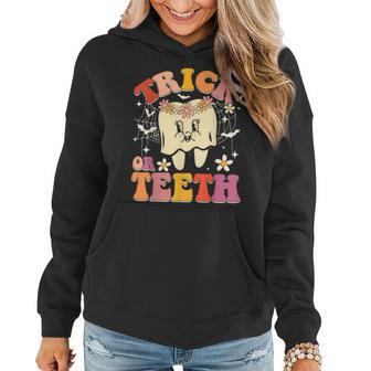 Trick Or Th Ghost Groovy Dental Halloween Treat Dentist Women Hoodie - Seseable