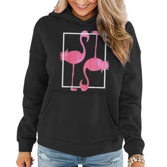 Two Hot Pink Flamingo Colorful Watercolor Designer Women Hoodie | Mazezy