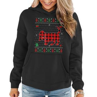 Ugly Christmas Red Plaid Basset Hound Dog Lover Matching Pj Women Hoodie | Mazezy UK