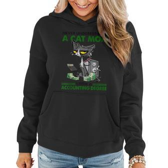 Never Underestimate A Cat Mom With A Accounting Degree Women Hoodie | Mazezy