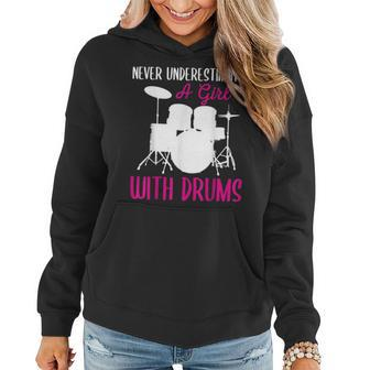 Never Underestimate A Girl With Drums Drum Girls Women Hoodie | Mazezy
