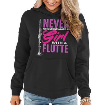Never Underestimate An Girl With A Flute Cute Girls Women Hoodie - Thegiftio UK