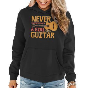 Never Underestimate A Girl With A Guitar Guitarist Women Hoodie - Monsterry AU