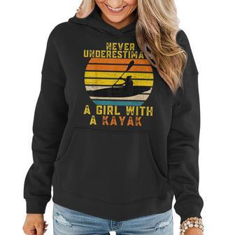 Never Underestimate A Girl With A Kayak Vintage Kayaking Women Hoodie - Monsterry