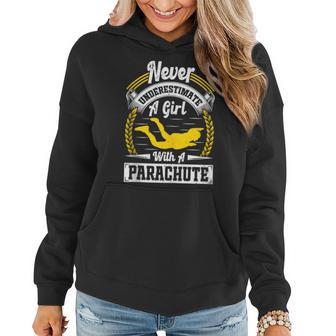 Never Underestimate A Girl With A Parachute Skydiving Women Hoodie - Monsterry