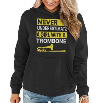 Never Underestimate A Girl With A Trombone Player Trombone Women Hoodie | Mazezy