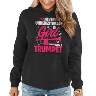 Never Underestimate A Girl With A Trumpet Trumpeter Music Women Hoodie - Monsterry