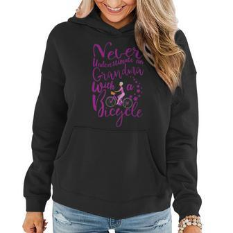 Never Underestimate A Grandma With A Bicycle Cool T Women Hoodie - Seseable