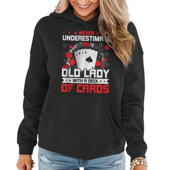 Never Underestimate An Old Lady With Deck Of Cards Women Hoodie - Monsterry CA