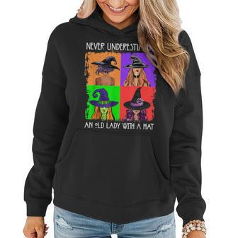 Never Underestimate An Old Lady With A Hat Basic Witch Women Hoodie | Mazezy