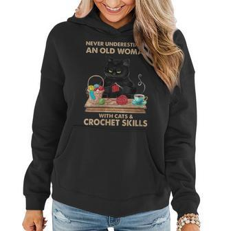Never Underestimate An Old Woman With Cats Crochet Skills Women Hoodie - Seseable