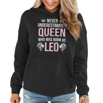 Never Underestimate Queen Born August Leo Zodiac Women Hoodie - Thegiftio UK