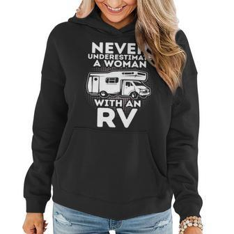 Never Underestimate A With An Rv Camper Camping Women Hoodie - Thegiftio UK
